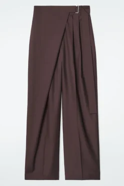 COS RELAXED BELTED WRAP-FRONT WOOL PANTS-Women Pants
