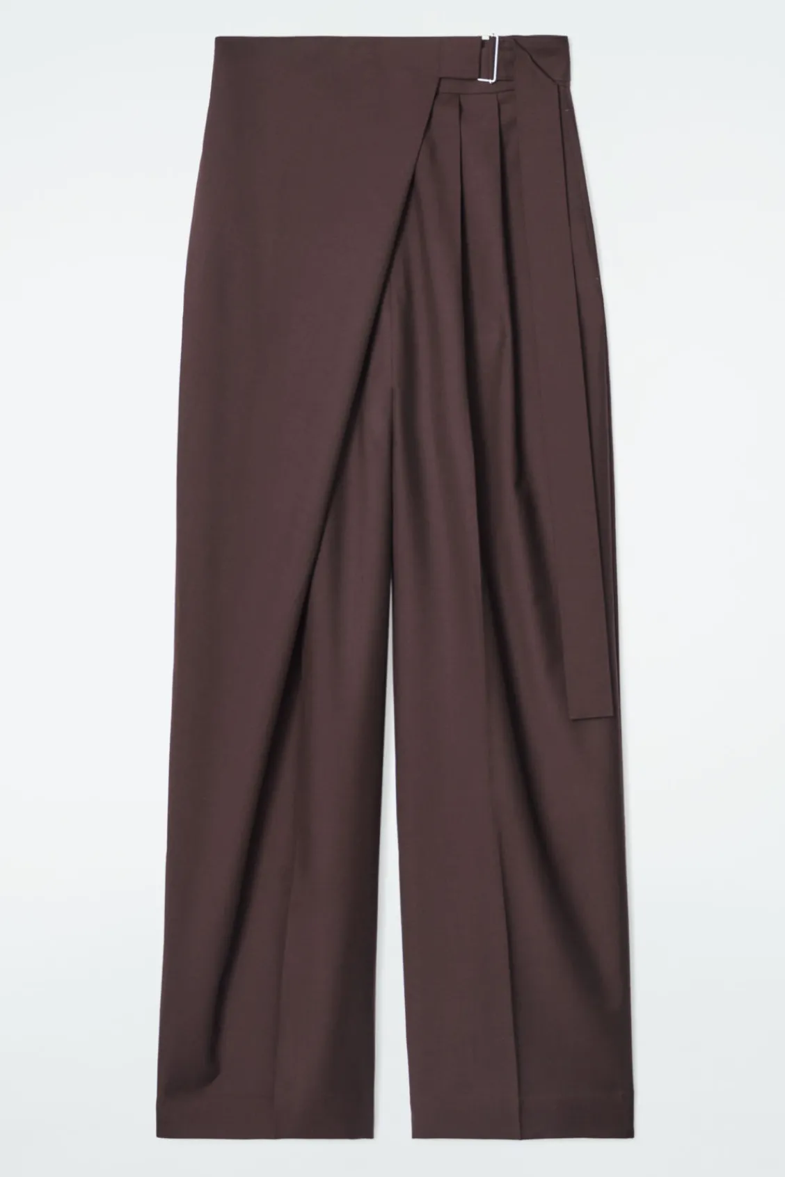 COS RELAXED BELTED WRAP-FRONT WOOL PANTS-Women Pants