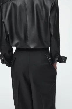COS RELAXED BELTED WRAP-FRONT WOOL PANTS-Women Pants