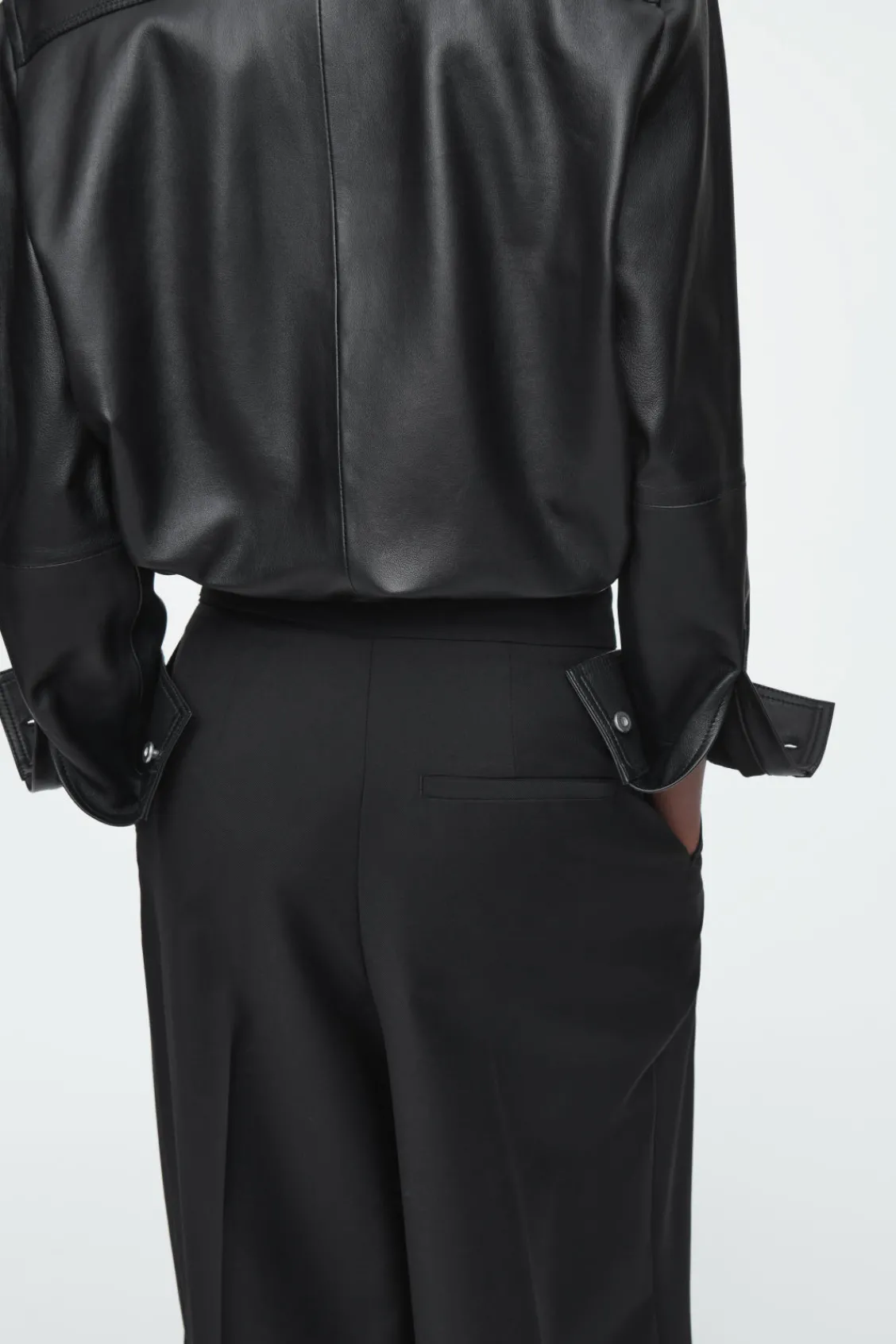 COS RELAXED BELTED WRAP-FRONT WOOL PANTS-Women Pants