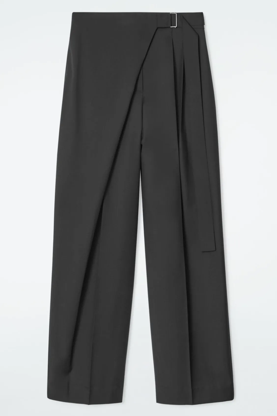 COS RELAXED BELTED WRAP-FRONT WOOL PANTS-Women Pants