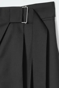 COS RELAXED BELTED WRAP-FRONT WOOL PANTS-Women Pants