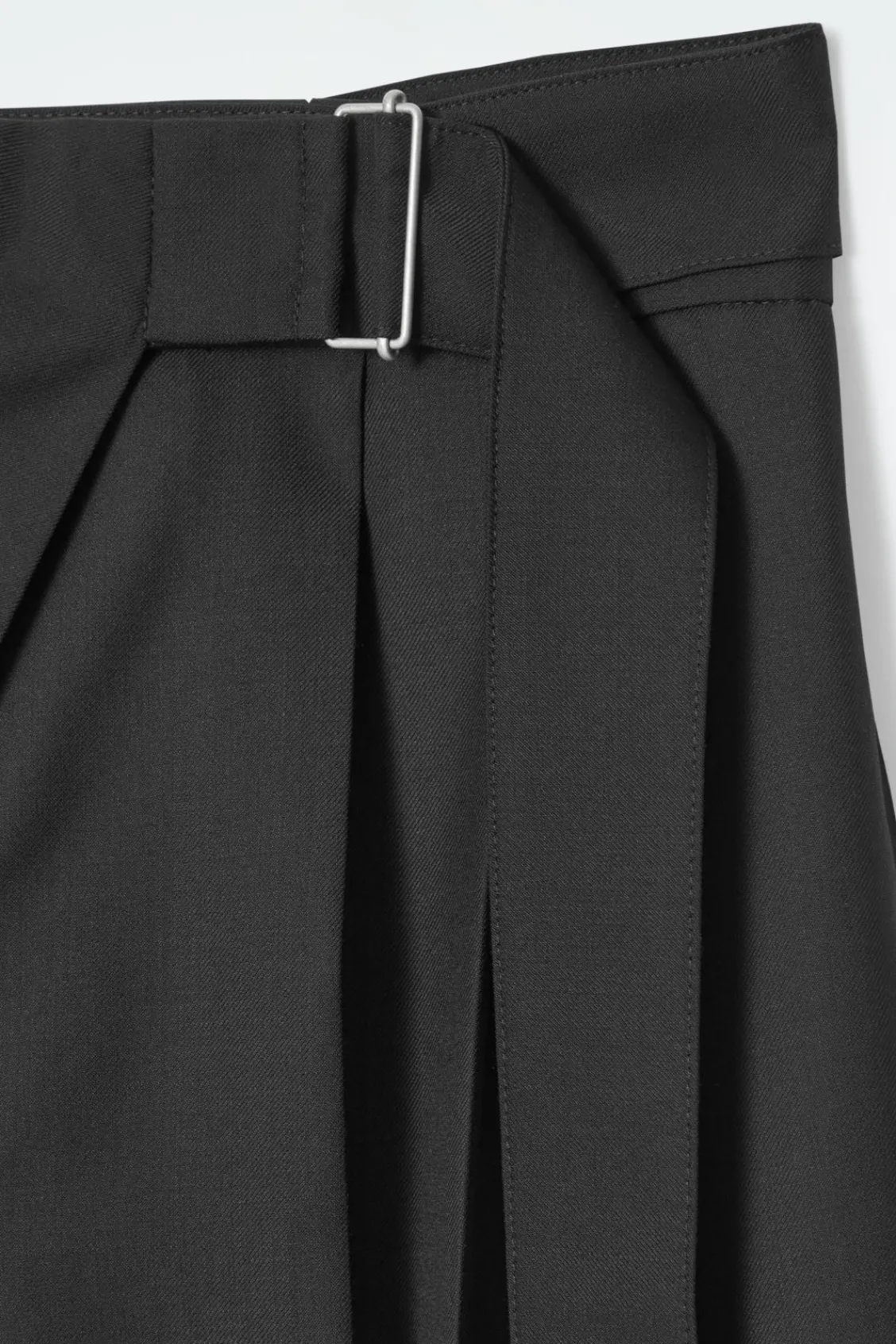 COS RELAXED BELTED WRAP-FRONT WOOL PANTS-Women Pants