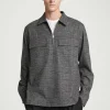 COS RELAXED CHECKED COTTON HALF-ZIP SHIRT- Shirts