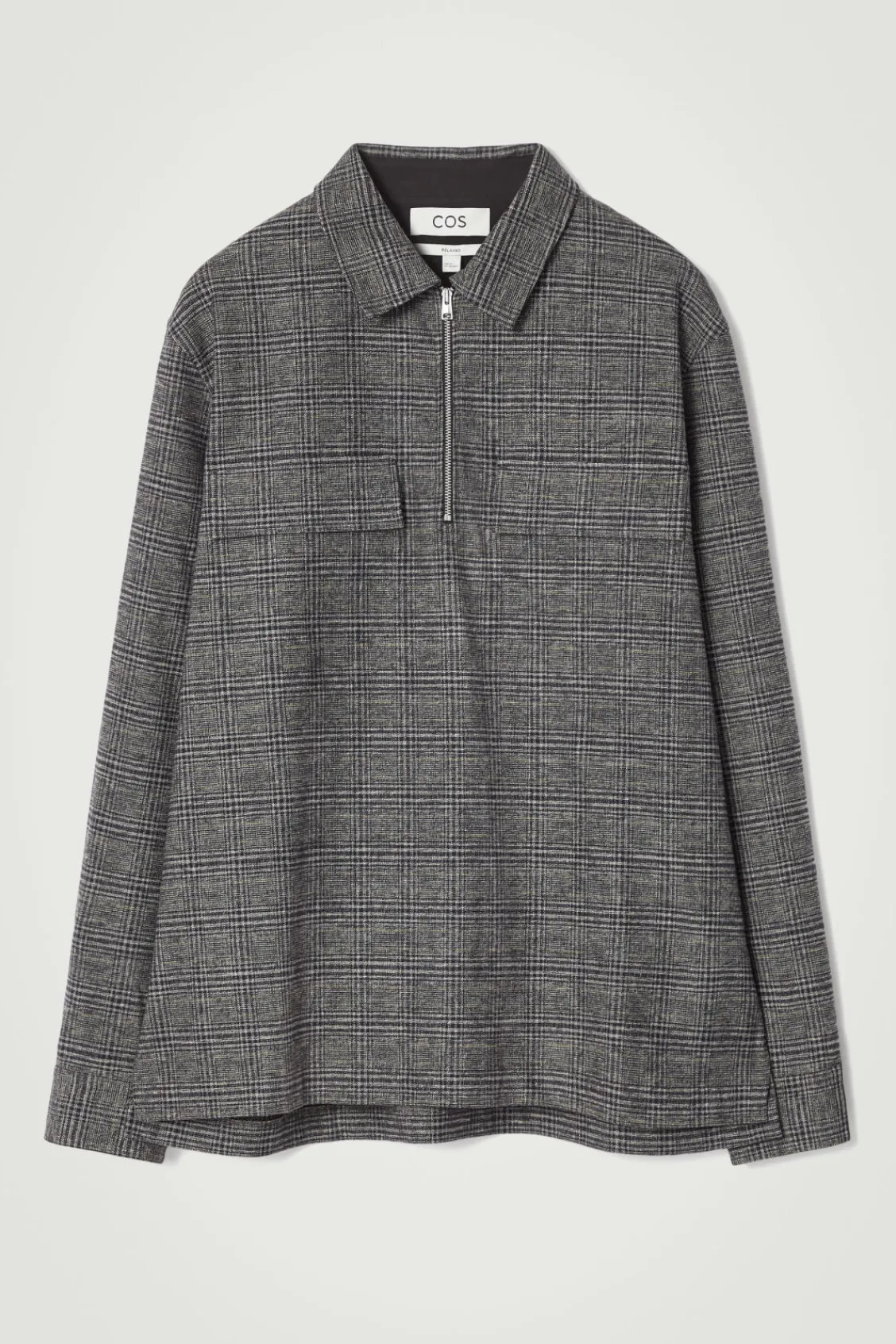 COS RELAXED CHECKED COTTON HALF-ZIP SHIRT- Shirts