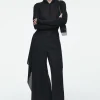 COS RELAXED DRAPED STRAIGHT-LEG PANTS-Women Pants