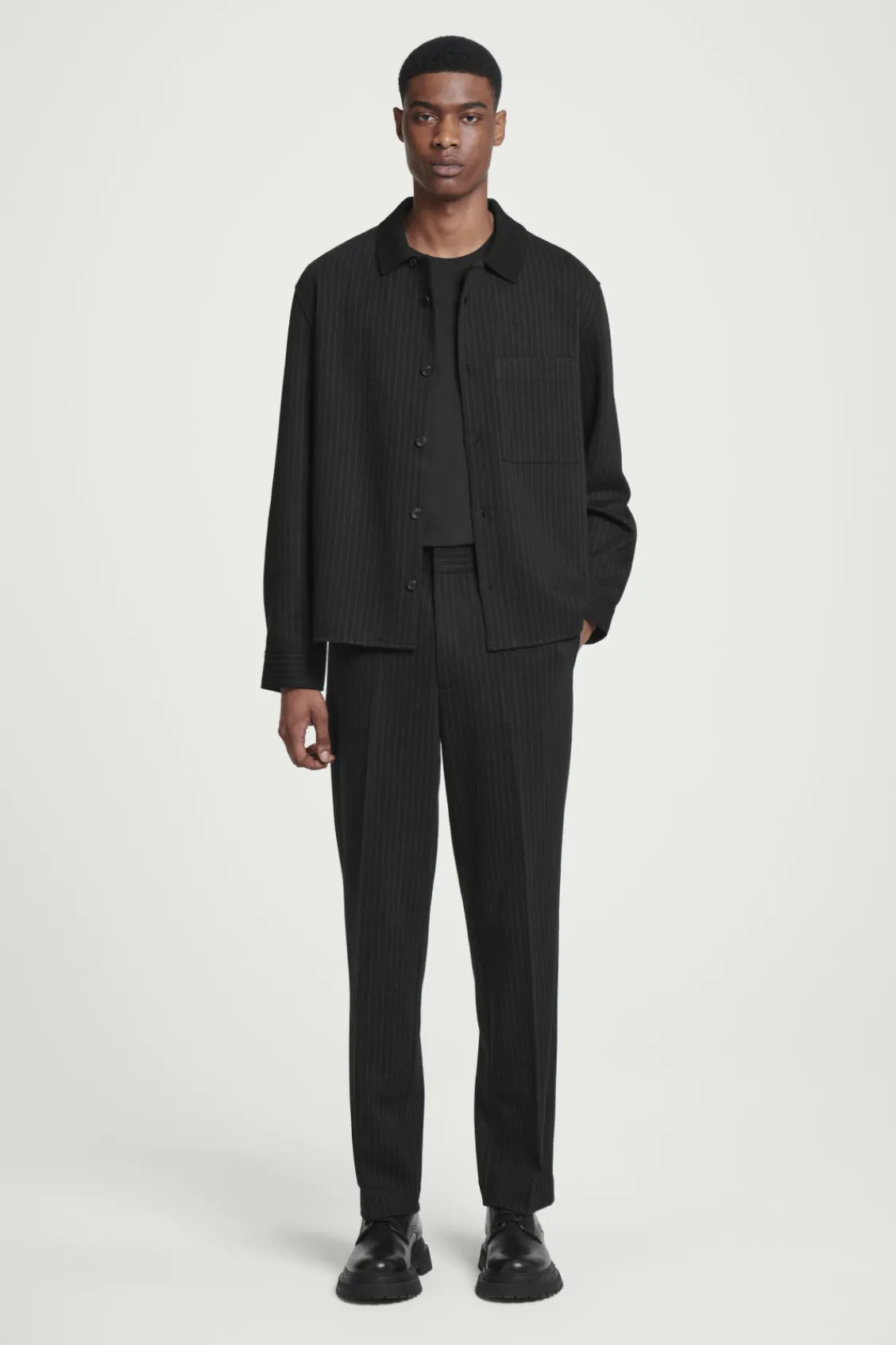COS RELAXED ELASTICATED PINSTRIPED TROUSERS- Matching Sets | Pants