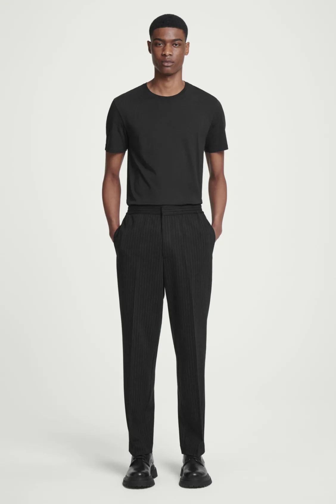 COS RELAXED ELASTICATED PINSTRIPED TROUSERS- Matching Sets | Pants