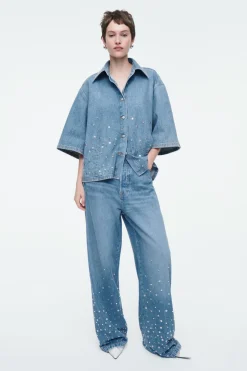 COS RELAXED EMBELLISHED DENIM SHIRT-Women Shirts & Blouses | Tops