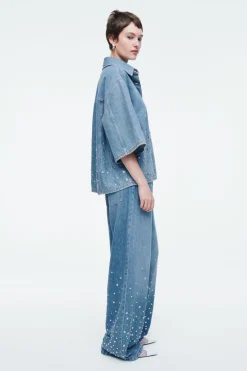 COS RELAXED EMBELLISHED DENIM SHIRT-Women Shirts & Blouses | Tops