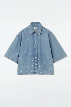 COS RELAXED EMBELLISHED DENIM SHIRT-Women Shirts & Blouses | Tops