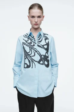 COS RELAXED EMBELLISHED SHIRT-Women Shirts & Blouses | Tops