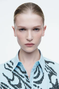 COS RELAXED EMBELLISHED SHIRT-Women Shirts & Blouses | Tops
