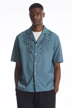 COS RELAXED FLORAL EMBROIDERED SHORT-SLEEVED SHIRT- Shirts