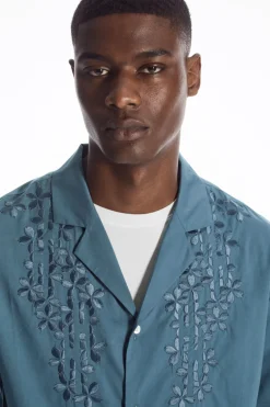 COS RELAXED FLORAL EMBROIDERED SHORT-SLEEVED SHIRT- Shirts