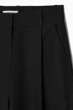 COS RELAXED LINEN-BLEND WIDE-LEG PANTS-Women Pants