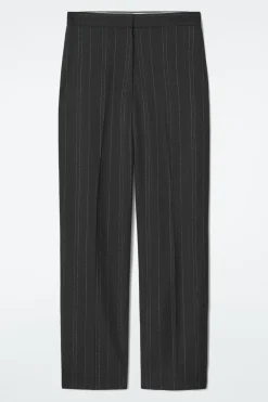 COS RELAXED PINSTRIPED BARREL-LEG PANTS-Women Vests & Tailoring | Pants