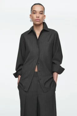 COS RELAXED PINSTRIPED WOOL SHIRT-Women Vests & Tailoring | Shirts & Blouses