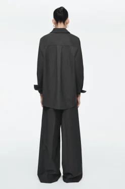 COS RELAXED PINSTRIPED WOOL SHIRT-Women Vests & Tailoring | Shirts & Blouses