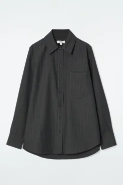 COS RELAXED PINSTRIPED WOOL SHIRT-Women Vests & Tailoring | Shirts & Blouses