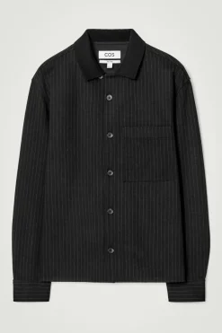 COS RELAXED PINSTRIPED WOOL-BLEND JERSEY SHIRT- Matching Sets | Shirts