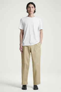 COS RELAXED PLEATED COTTON TAPERED PANTS- Pants