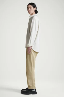 COS RELAXED PLEATED COTTON TAPERED PANTS- Pants