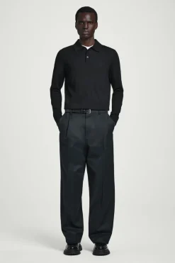 COS RELAXED PLEATED COTTON WIDE-LEG PANTS- Pants