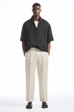 COS RELAXED PLEATED LINEN STRAIGHT-LEG PANTS- Pants
