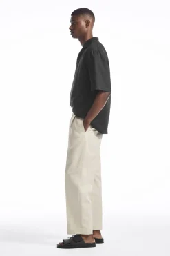 COS RELAXED PLEATED LINEN STRAIGHT-LEG PANTS- Pants