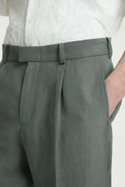 COS RELAXED PLEATED LINEN STRAIGHT-LEG PANTS- Pants
