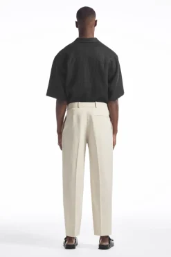COS RELAXED PLEATED LINEN STRAIGHT-LEG PANTS- Pants