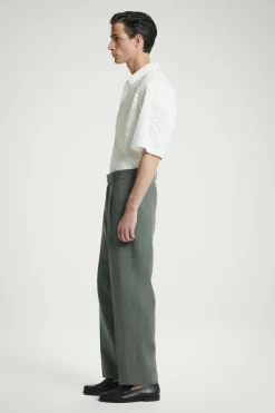COS RELAXED PLEATED LINEN STRAIGHT-LEG PANTS- Pants
