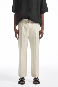 COS RELAXED PLEATED LINEN STRAIGHT-LEG PANTS- Pants