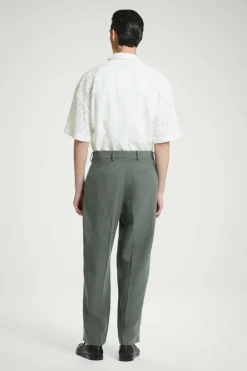 COS RELAXED PLEATED LINEN STRAIGHT-LEG PANTS- Pants