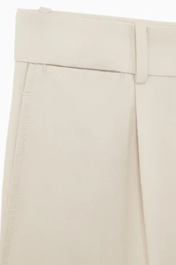 COS RELAXED PLEATED LINEN STRAIGHT-LEG PANTS- Pants