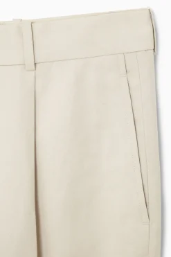 COS RELAXED PLEATED LINEN STRAIGHT-LEG PANTS- Pants