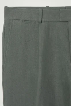 COS RELAXED PLEATED LINEN STRAIGHT-LEG PANTS- Pants