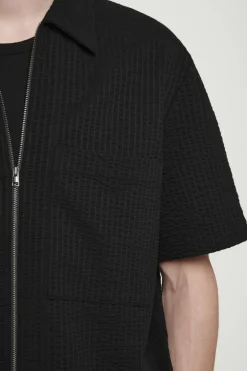 COS RELAXED SEERSUCKER COTTON ZIPPED SHIRT- Matching Sets | Shirts