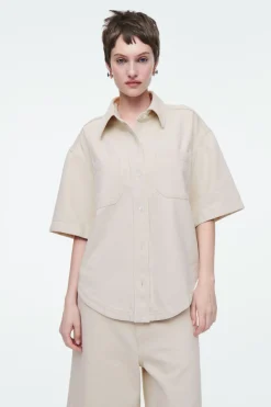 COS RELAXED SHORT-SLEEVED DENIM SHIRT-Women Shirts & Blouses | Tops