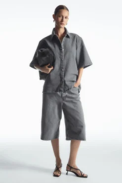 COS RELAXED SHORT-SLEEVED DENIM SHIRT-Women Shirts & Blouses | Tops