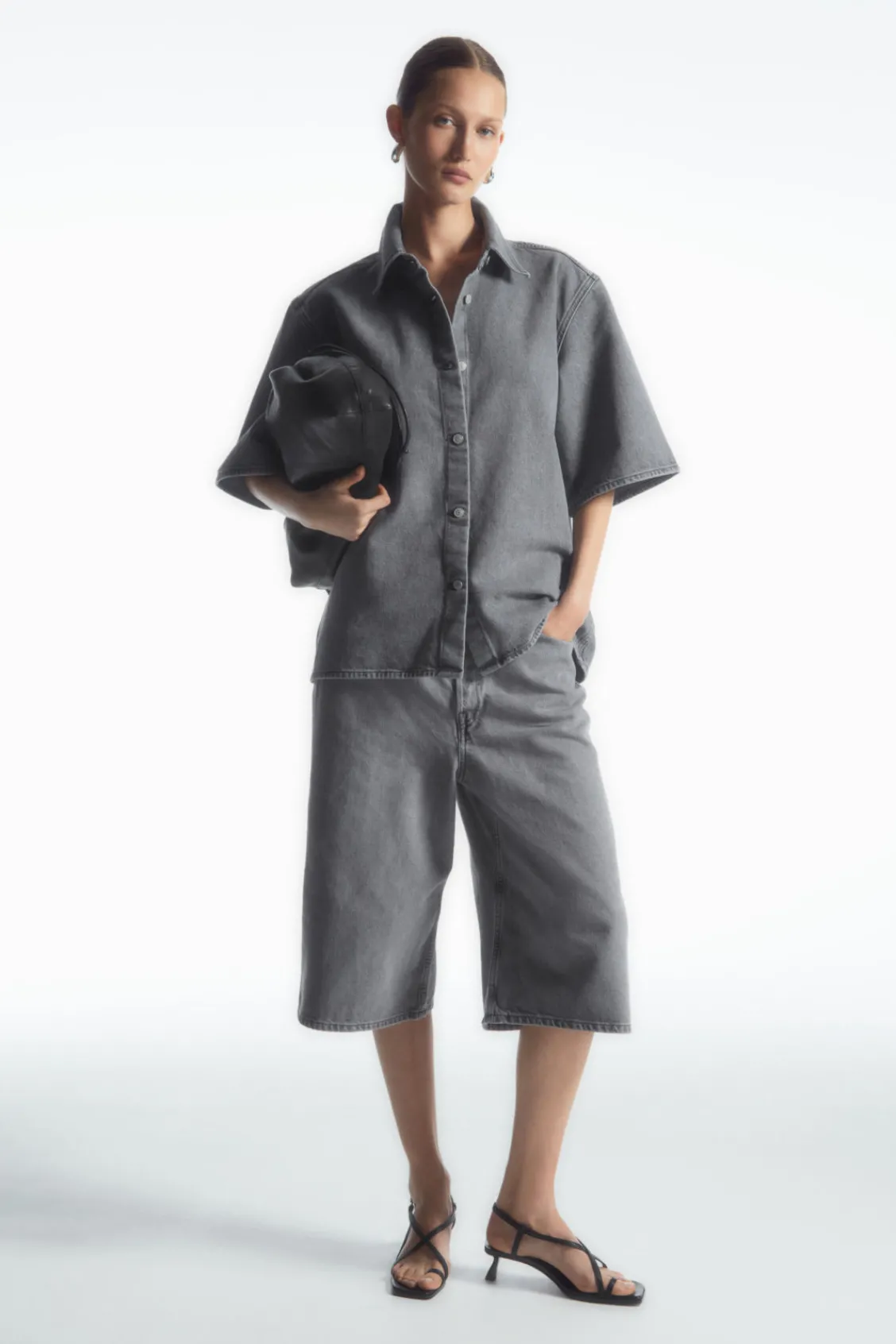 COS RELAXED SHORT-SLEEVED DENIM SHIRT-Women Shirts & Blouses | Tops