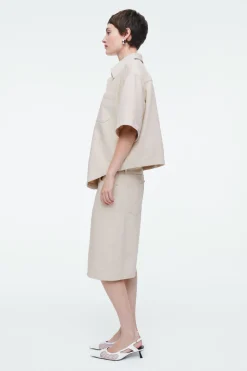 COS RELAXED SHORT-SLEEVED DENIM SHIRT-Women Shirts & Blouses | Tops