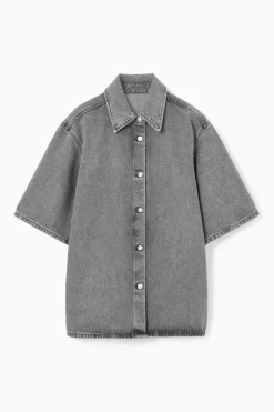 COS RELAXED SHORT-SLEEVED DENIM SHIRT-Women Shirts & Blouses | Tops