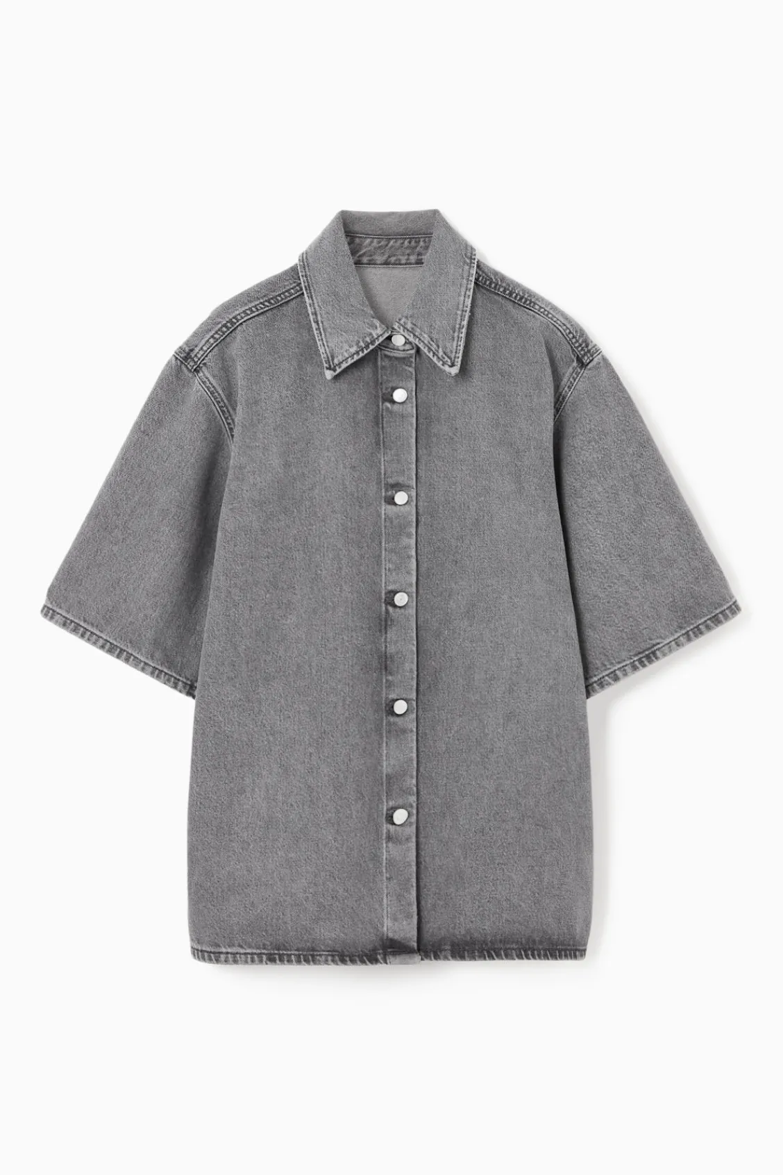 COS RELAXED SHORT-SLEEVED DENIM SHIRT-Women Shirts & Blouses | Tops