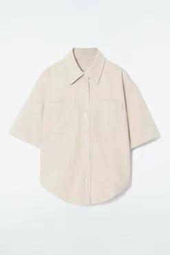 COS RELAXED SHORT-SLEEVED DENIM SHIRT-Women Shirts & Blouses | Tops
