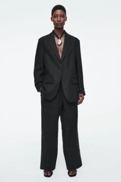 COS RELAXED SINGLE-BREASTED LINEN BLAZER-Women Coats & Jackets