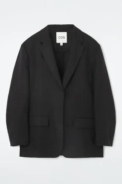 COS RELAXED SINGLE-BREASTED LINEN BLAZER-Women Coats & Jackets