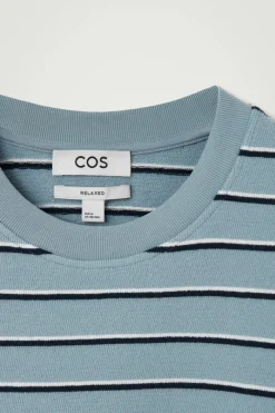 COS RELAXED STRIPED COTTON-BOUCLÉ T-SHIRT- T-Shirts | Sweaters & Cardigans