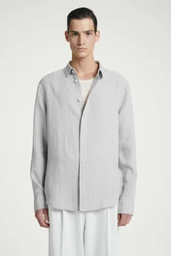 COS RELAXED STRIPED LINEN LONG-SLEEVED SHIRT- Shirts